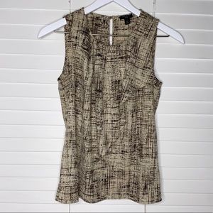 Ann Taylor Sleeveless Ruffle Front Top Blouse